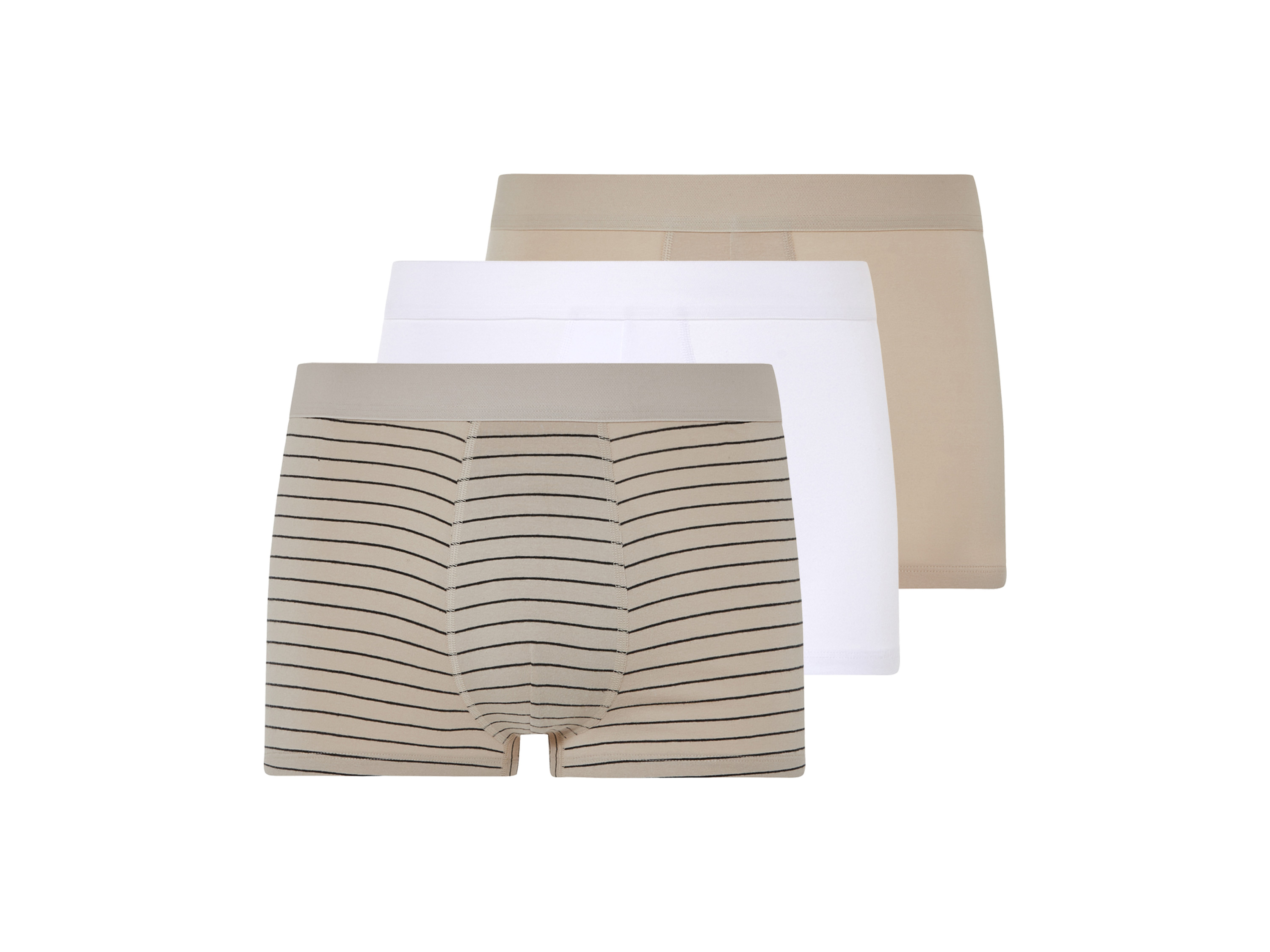 Livergy Bokserki męskie z bawełną, 3 pary Beżowy/ biały, 5/M