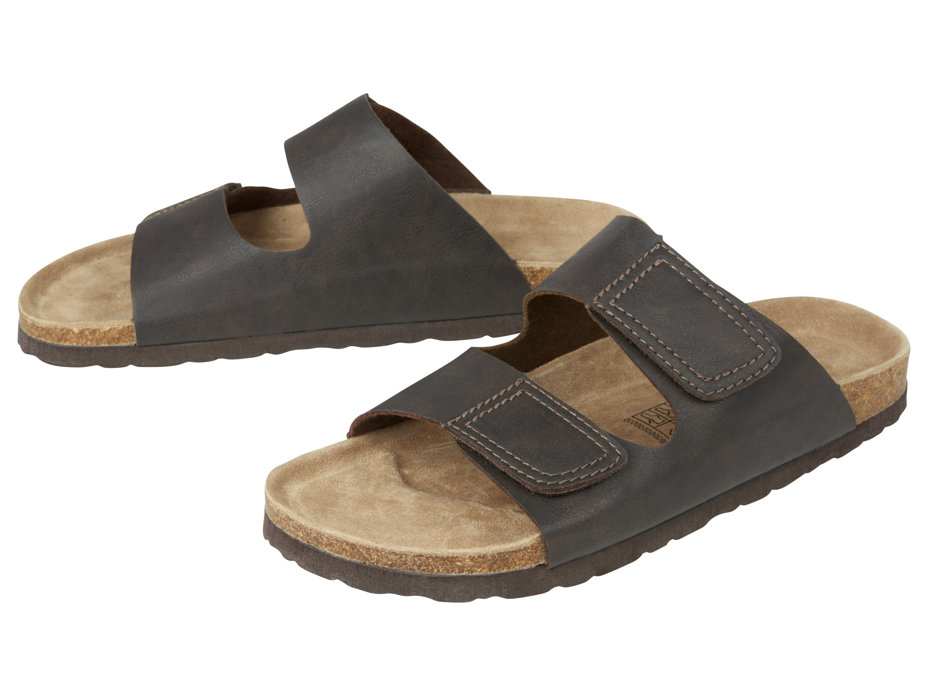 esmara Klapki męskie ze skórzaną wkładką Brązowy, 42