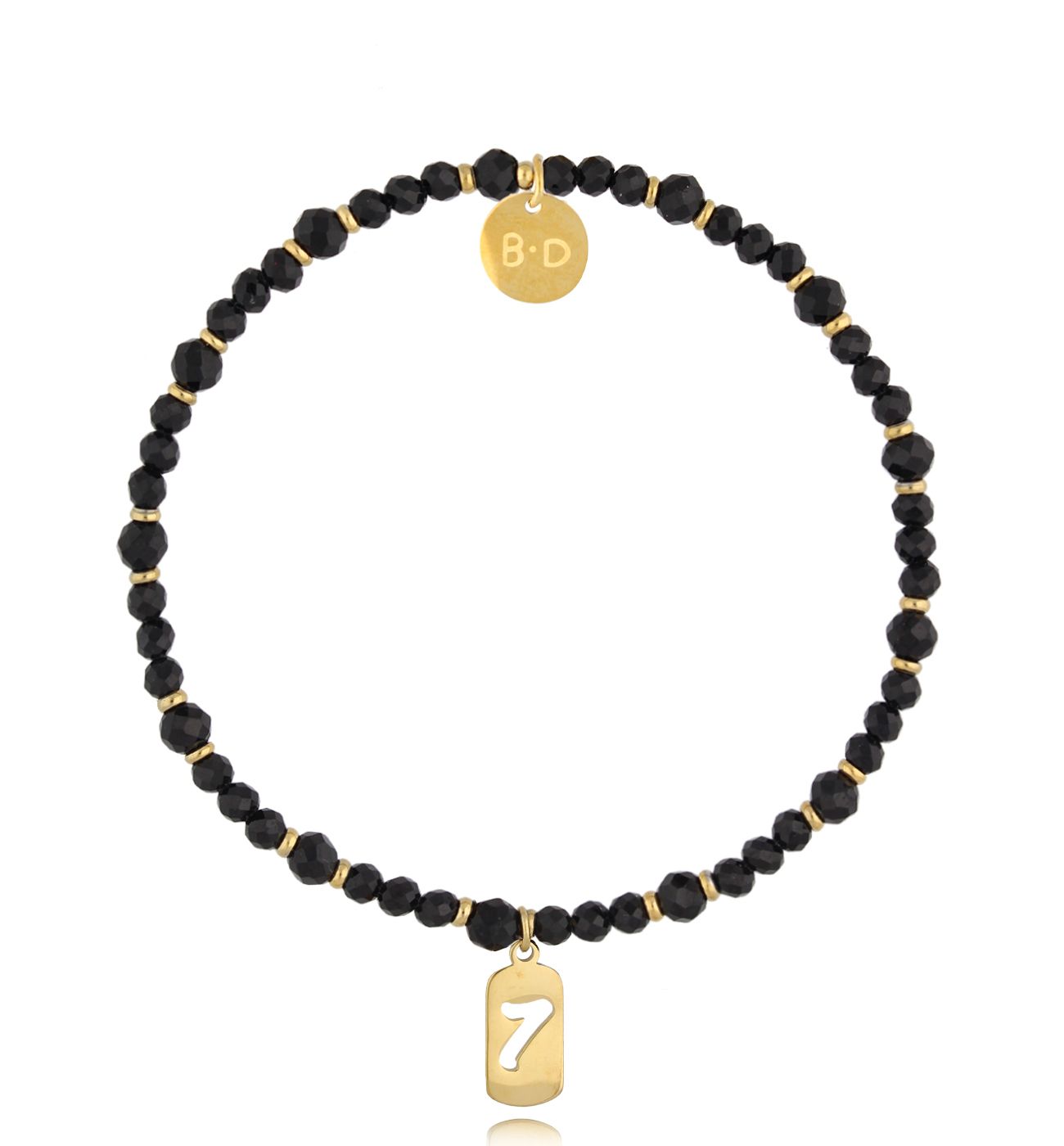 Bransoletka z agatami i cyfrą 7 złota - By Dziubeka