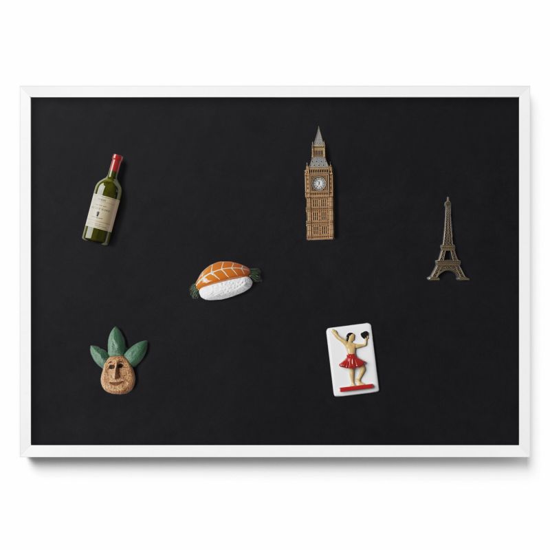 Tablica na magnesy z podróży Tulup 70x50 cm Kolor czarny w białej ramie 1 szt.