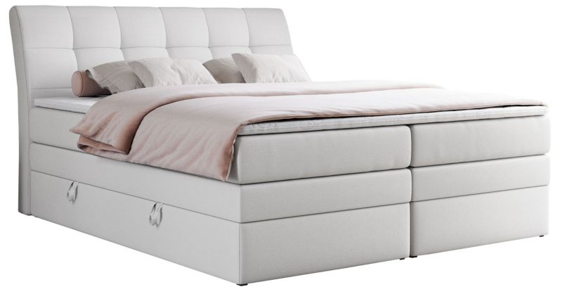 Łóżko kontynentalne MKS Meble GOLD 10 KING 140x200 H4 Biały ecoskóra 1szt.