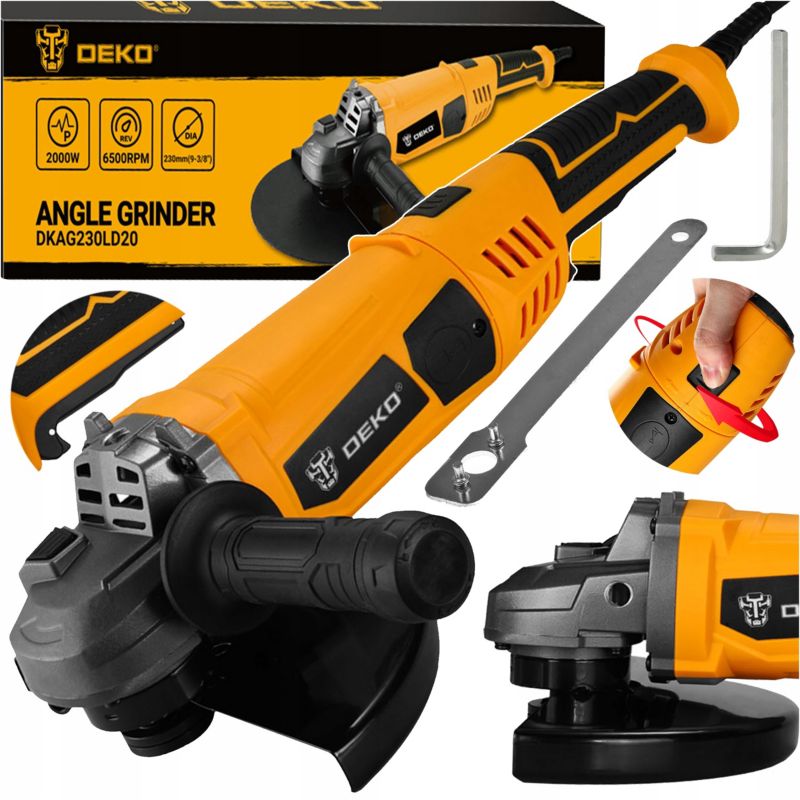 Szlifierka kątowa DEKO 2000W 6500 obr./min 230 mm 1 kpl.