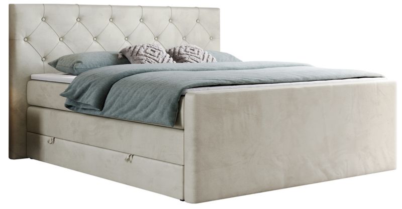 Łóżko kontynentalne MKS Meble KING VELEN 180x200 H4 beżowy welwet 1szt.