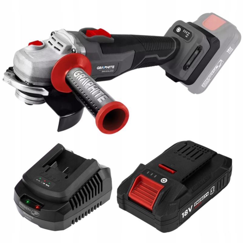 Szlifierka kątowa z akumulatorem 4Ah i ładowarką GRAPHITE 125mm bezszczotkowa 1 kpl