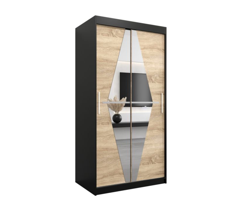 Szafa przesuwna Garderoba Abiks BOLIWIA 100 czarny mat + dąb sonoma 1 szt.
