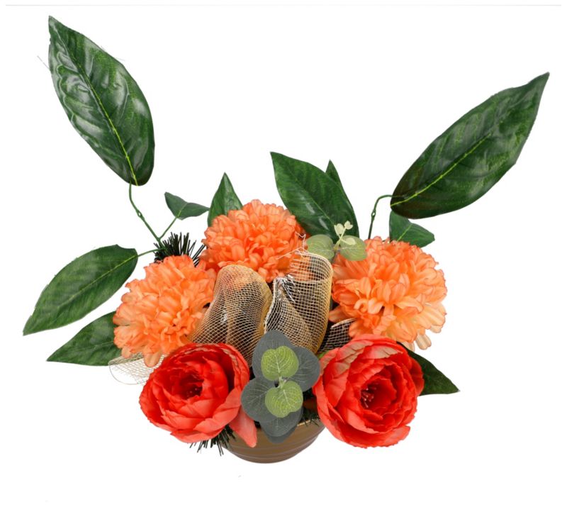 Kompozycja 5 kwiatów w misie herbaciano-łososiowe