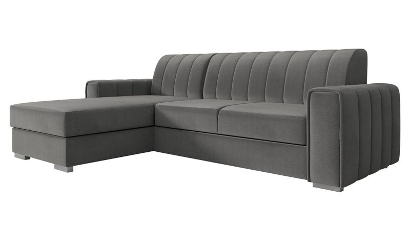 Narożnik MIRJAN 24 z funkcją spania Kenzo lewy plusz stalowy szary 1 szt.