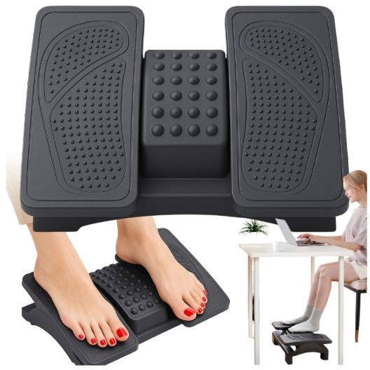 Podnóżek Biurowy Becke Ergonomiczny Składany Z Masażerem I Regulacją Kąta Nachylenia 1 Szt.