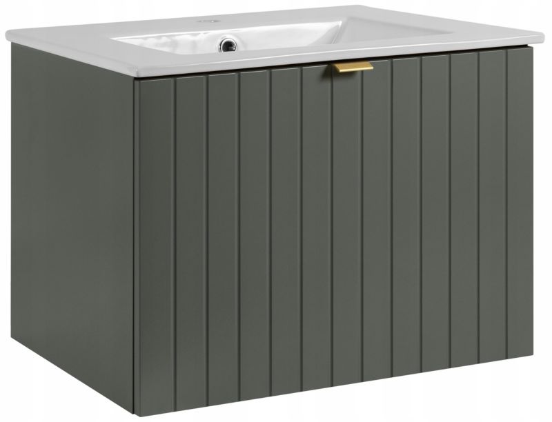 Szafka pod umywalkę Furnidea 60 cm zielony z umywalką ceramiczną 61 cm Harmo 1 szt.