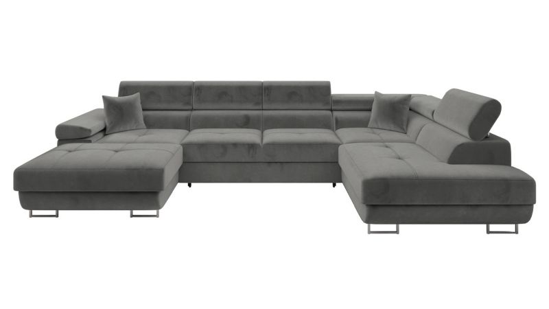 Narożnik MIRJAN 24 z funkcją spania Torezio Bis prawy plusz stalowy szary 1 szt.