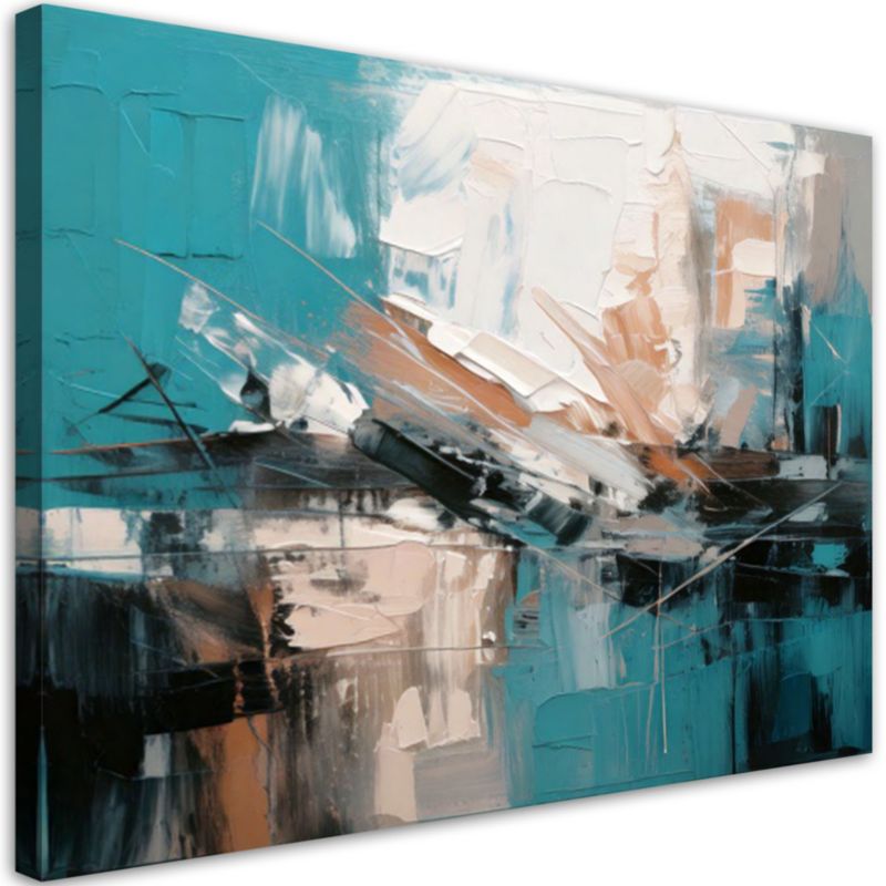 Abstrakcja obraz nowoczesny do salonu Feeby Turkusowy beżowy szary 90x60cm 1szt