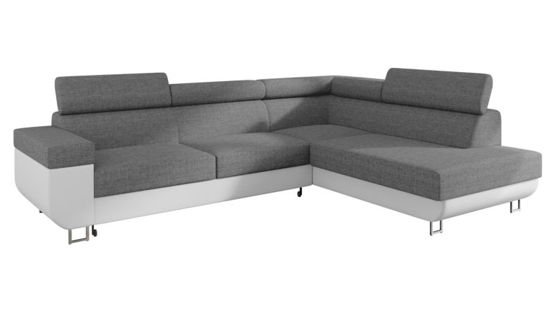 Narożnik MIRJAN 24 z regulowanymi zagłówkami Fonti prawy biała ekoskóra/szary 1 szt.