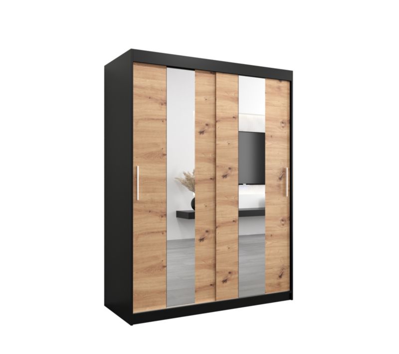 Szafa przesuwna Garderoba Abiks POLE 150 czarny/artisan 1 szt.