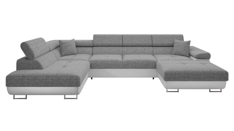 Narożnik MIRJAN 24 z funkcją spania Torezio Bis lewy biała ekoskóra/szary 1 szt.