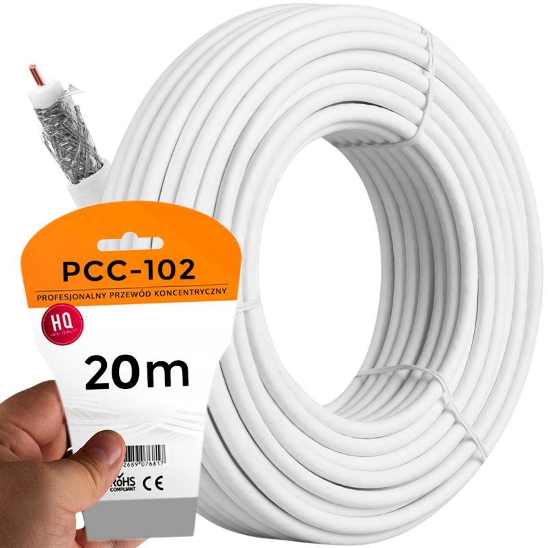 Kabel koncentryczny Vayox PCC102-20 antenowy Cu 75 Ohm 20m 1 szt.