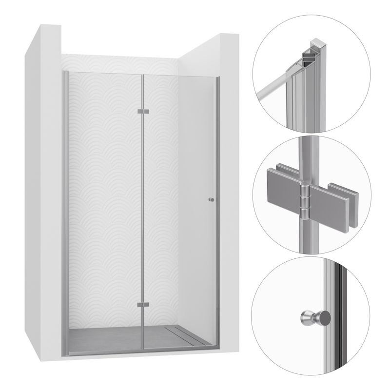 Drzwi prysznicowe SEVANTE HEKLA 75x190 składane do wnęki chrom 1 szt.