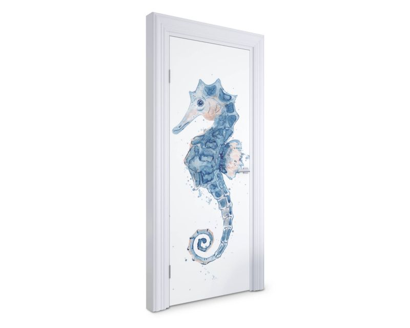 Naklejka na drzwi Wallfluent 75x205 cm Akwarelowy konik morski 1 szt.