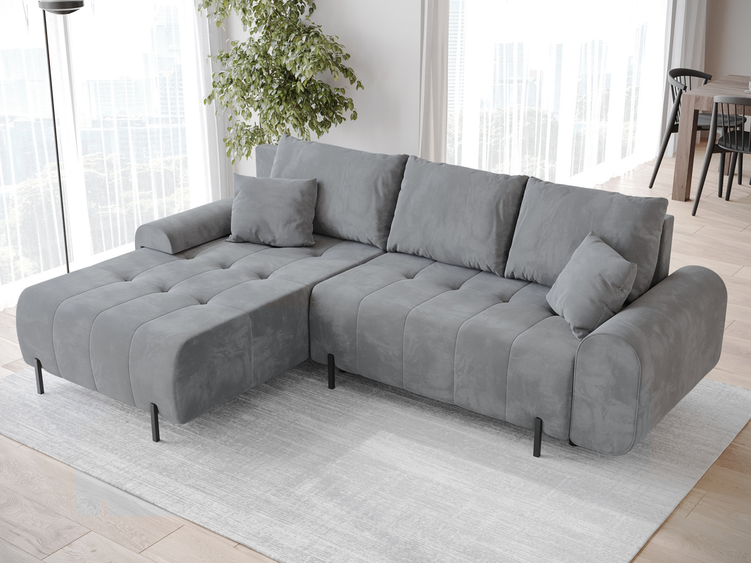 Szary narożnik z funkcją spania do salonu ARCO