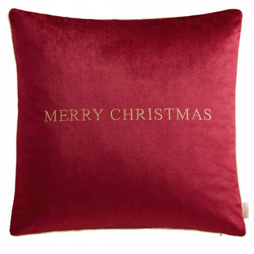 Poszewka świąteczna welur Merry Christmas bordo ze złotą lamówką 45x45 cm BW/R