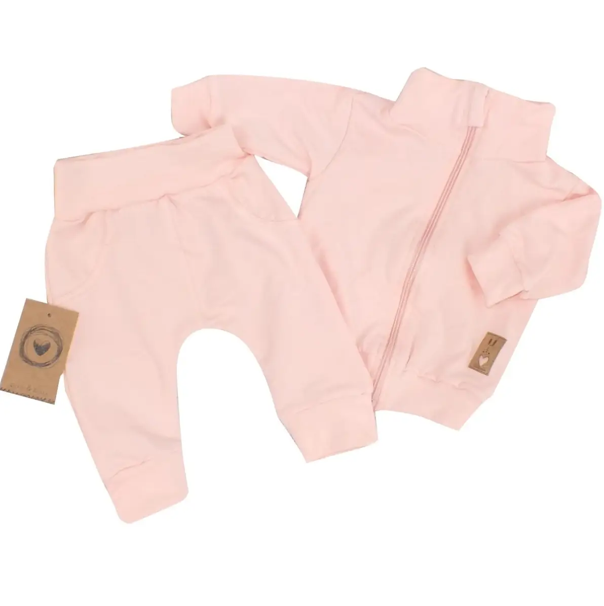 DRES NIEMOWLĘCY 2 CZĘŚCIOWY BAWEŁNIANY BEZ KAPTURA ŁOSOSIOWY RÓŻOWY ZZ - 62