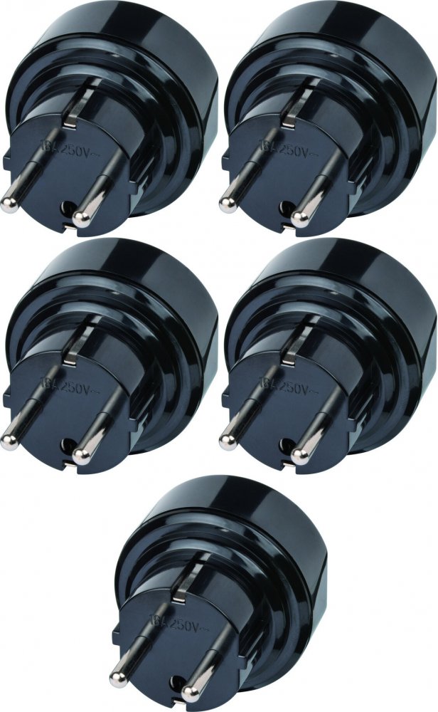 5x Adapter podróżny GB(UK)/PL Brennenstuhl, z uziemieniem, czarny