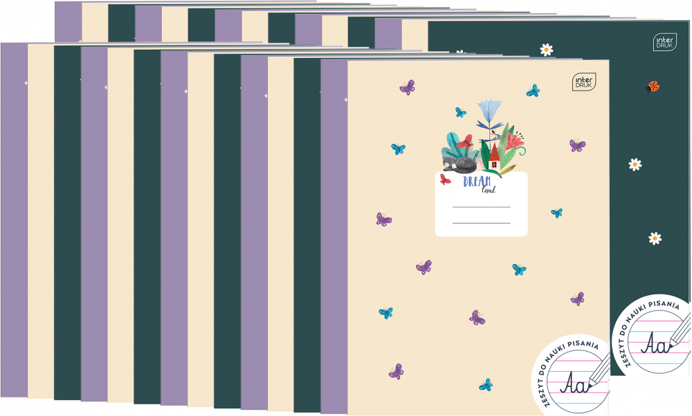 30x Zeszyt w wąskie kolorowe linie Interdruk UV Girls, A4, 32 kartki, mix wzorów