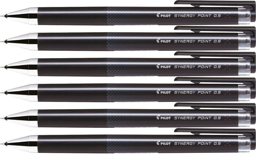 6x Długopis żelowy Pilot, Synergy Point, 0.5mm, czarny