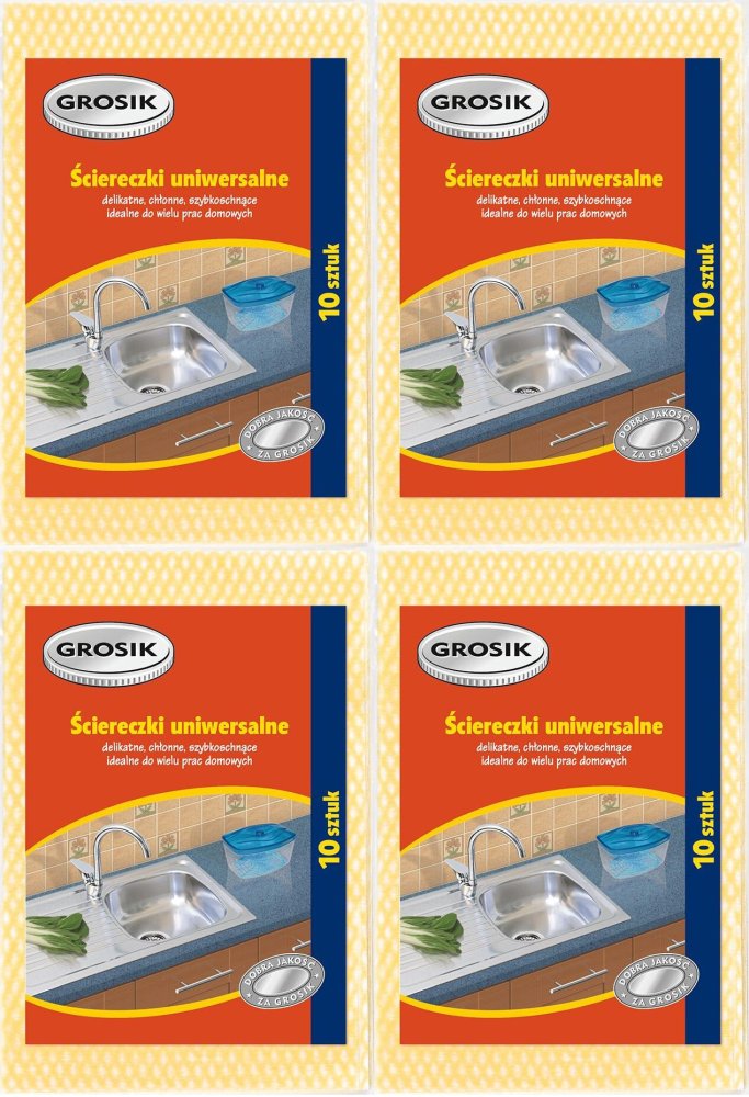 4x Ścierka Grosik, wiskoza, 50x34cm, 10 sztuk, mix kolorów