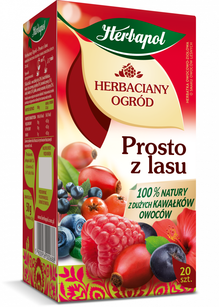 Herbata owocowa w torebkach Herbapol Herbaciany Ogród Prosto z lasu, owoce leśne, 20 sztuk x 2,5g