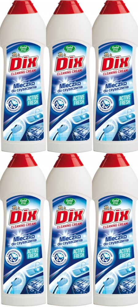 6x Mleczko do czyszczenia Dix Active Fresh Gold Drop, z mikrogranulkami, świeży, 700g (500ml)