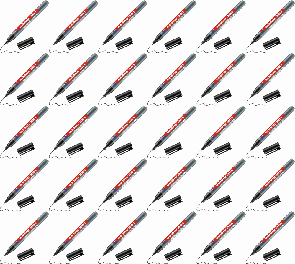 50x Marker suchościeralny edding 361, okrągła, 1mm, czarny