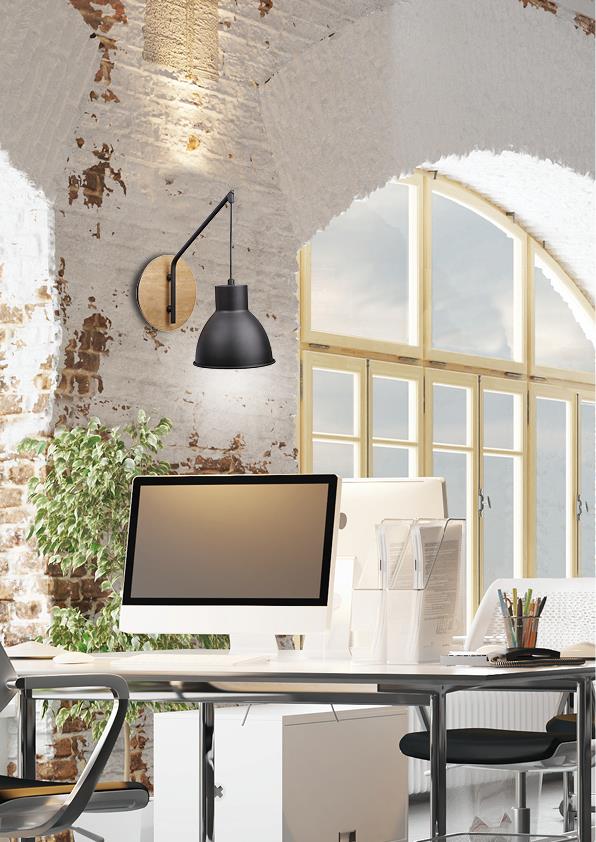 Candellux Vario kinkiet 1x60W czarny/drewno 21-73495