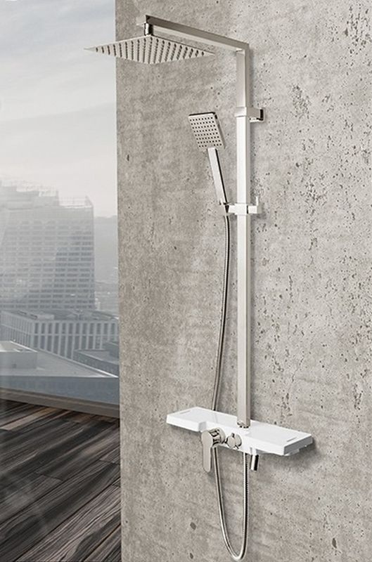 Rea Lucas zestaw wannowo-prysznicowy ścienny z deszczownicą biały/chrom REA-P0221 - Wysyłka w 24h