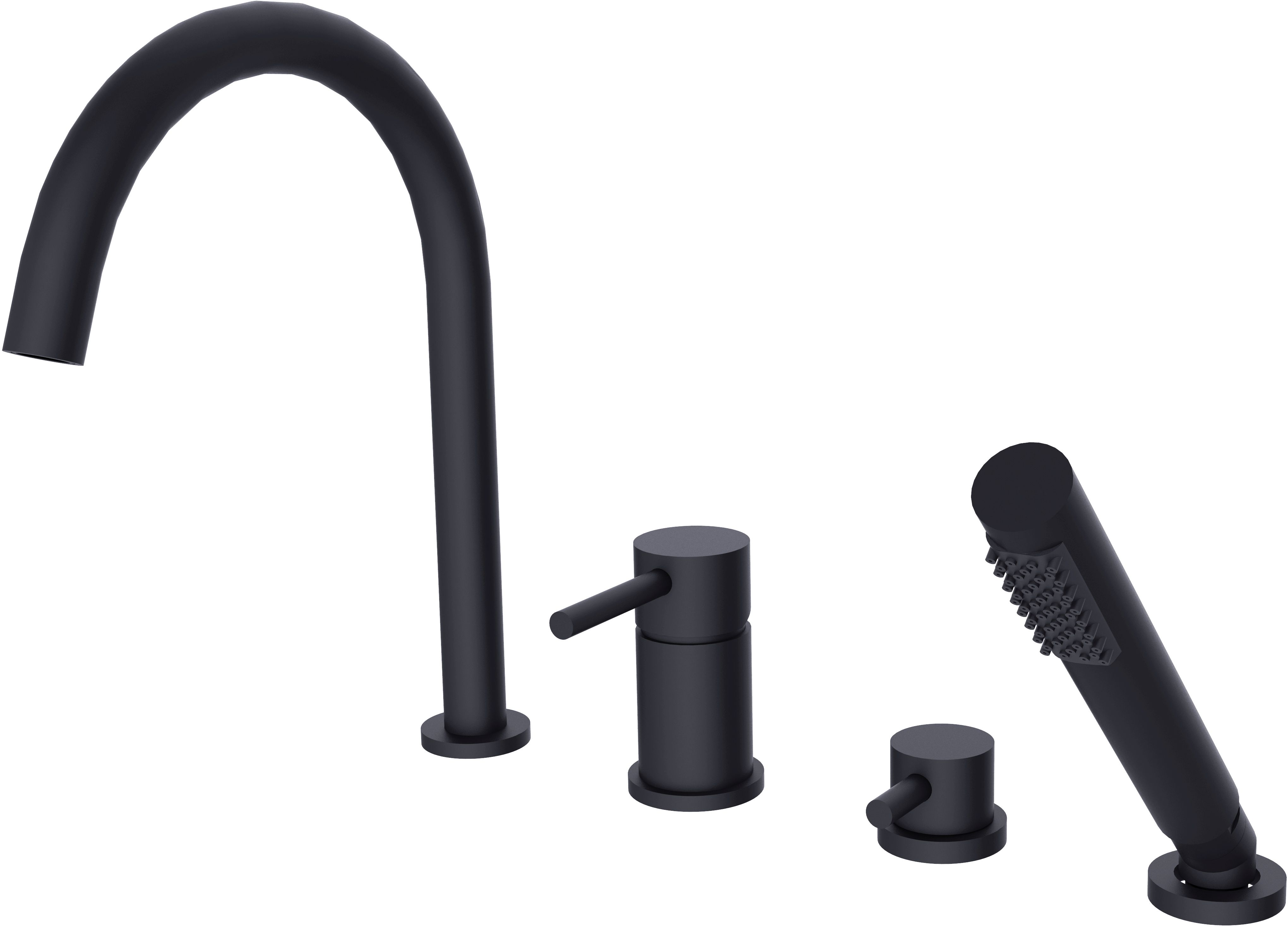 Besco Illusion bateria wannowo-prysznicowa 4-otworowa czarny mat BW-I4-CZ