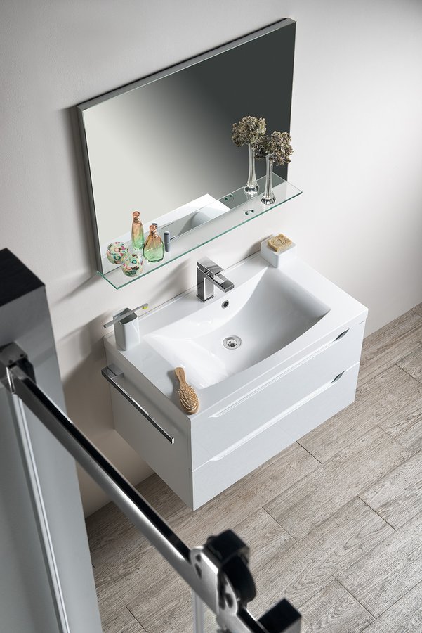 Sapho Luciola umywalka 80x48 cm meblowa prostokątna biała 50081