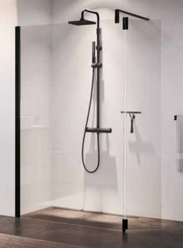 Novellini Kali HA ścianka prysznicowa 37 cm ruchoma czarny/szkło przezroczyste KALIHA37-1H