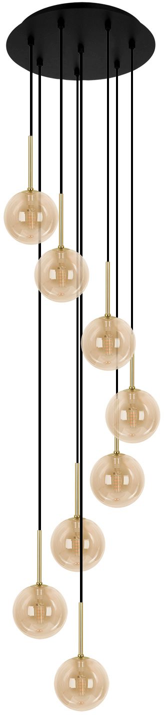Kaja Galaxy lampa wisząca 8x10 W czarna-złota-bursztynowa K-5562