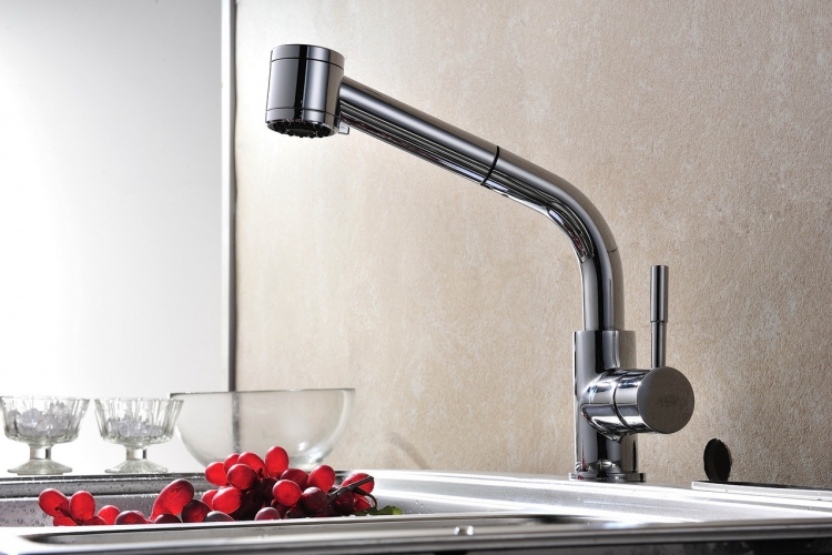 Blue Water Laura bateria kuchenna z wyciąganą wylewką chrom