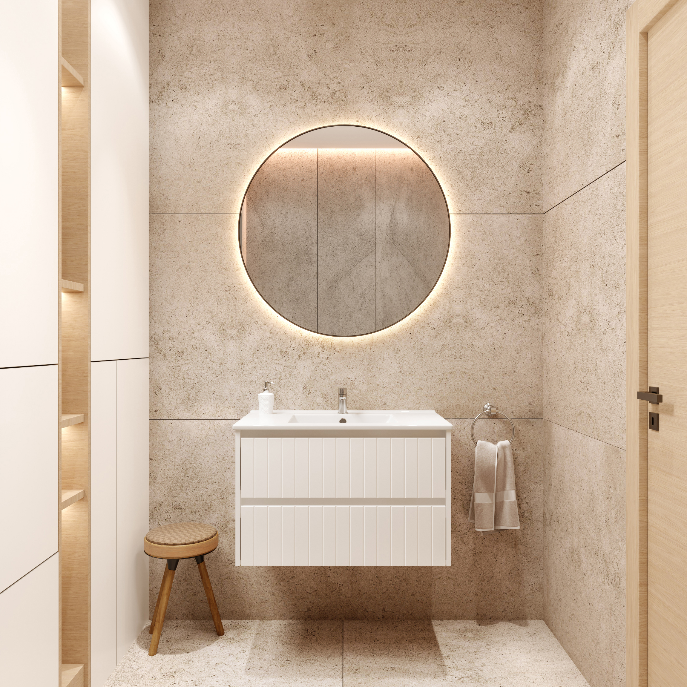 Uptrend Melito umywalka z szafką 80 cm ideal biały mat 002-SU80-01+UP4530-800