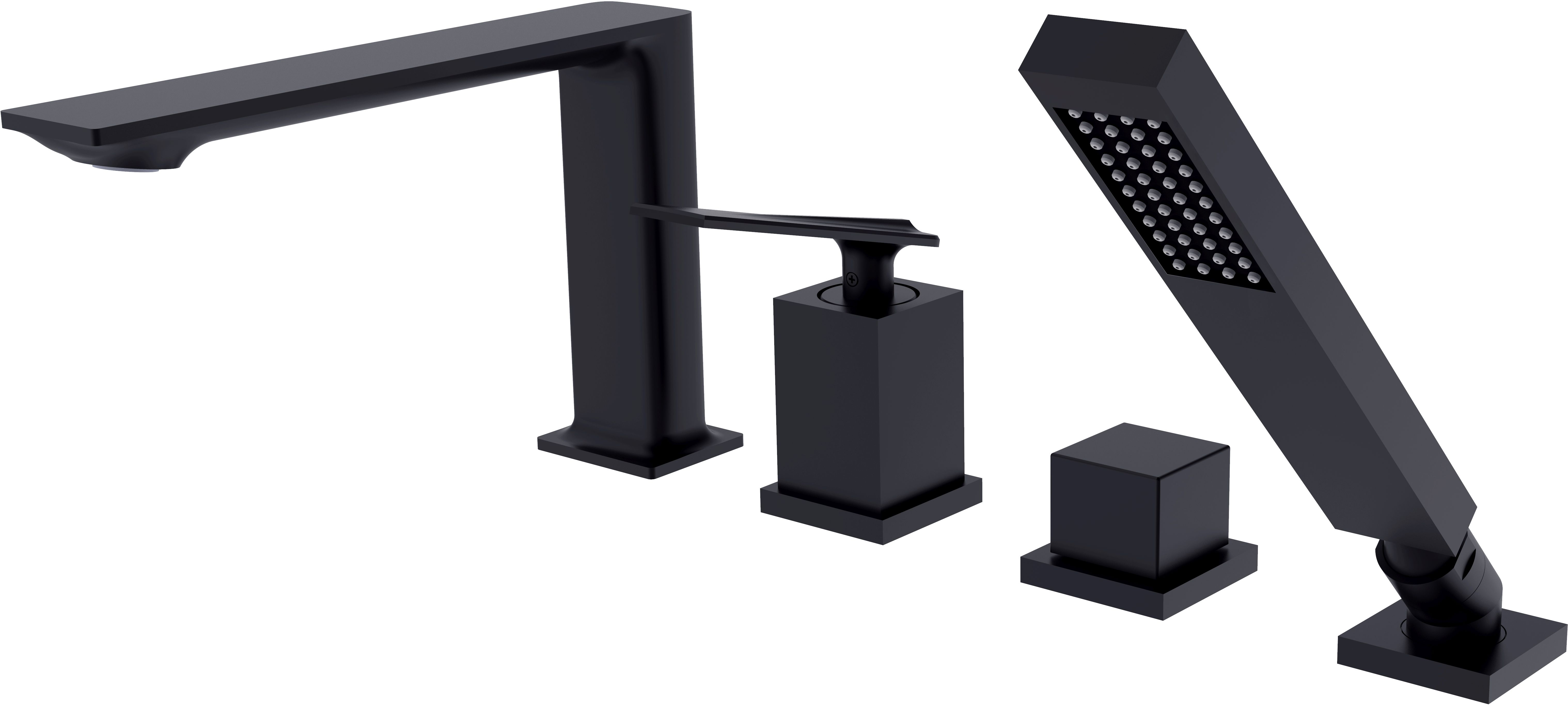 Besco Aspira bateria wannowo-prysznicowa 4-otworowa czarny mat BW-A4-CZ