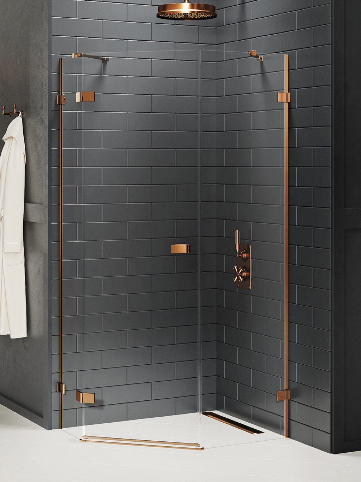 New Trendy Avexa Copper Brushed kabina prysznicowa 100x80 cm lewa miedź szczotkowana/szkło przezroczyste EXK-3827