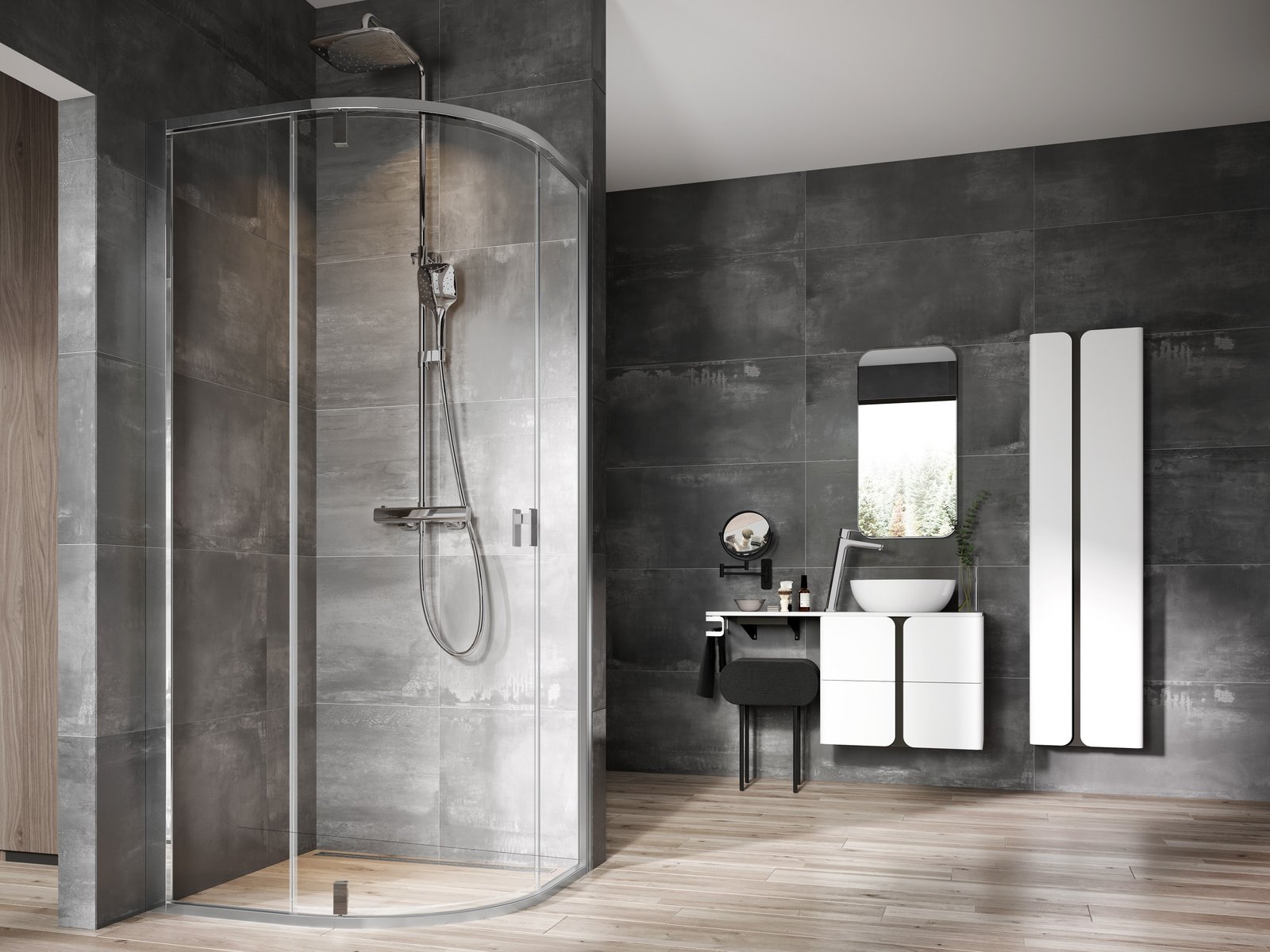 Ravak Nexty kabina prysznicowa 90x90 cm półokrągła srebrny połysk/szkło przezroczyste 3O677C00Z1