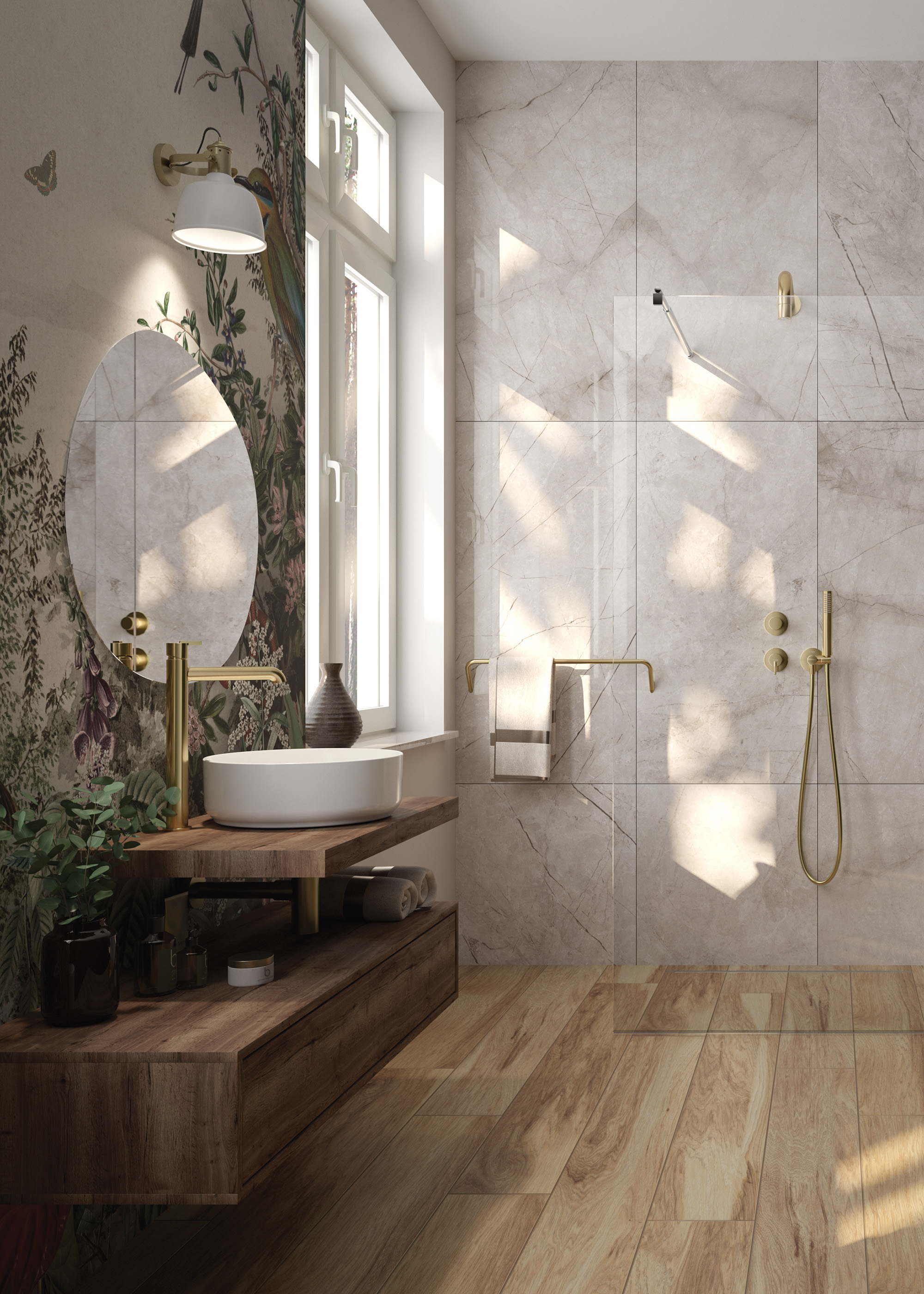 Deante Silia zestaw prysznicowy podtynkowy złoty szczotkowany NQSR9XK - Wysyłka w 24h