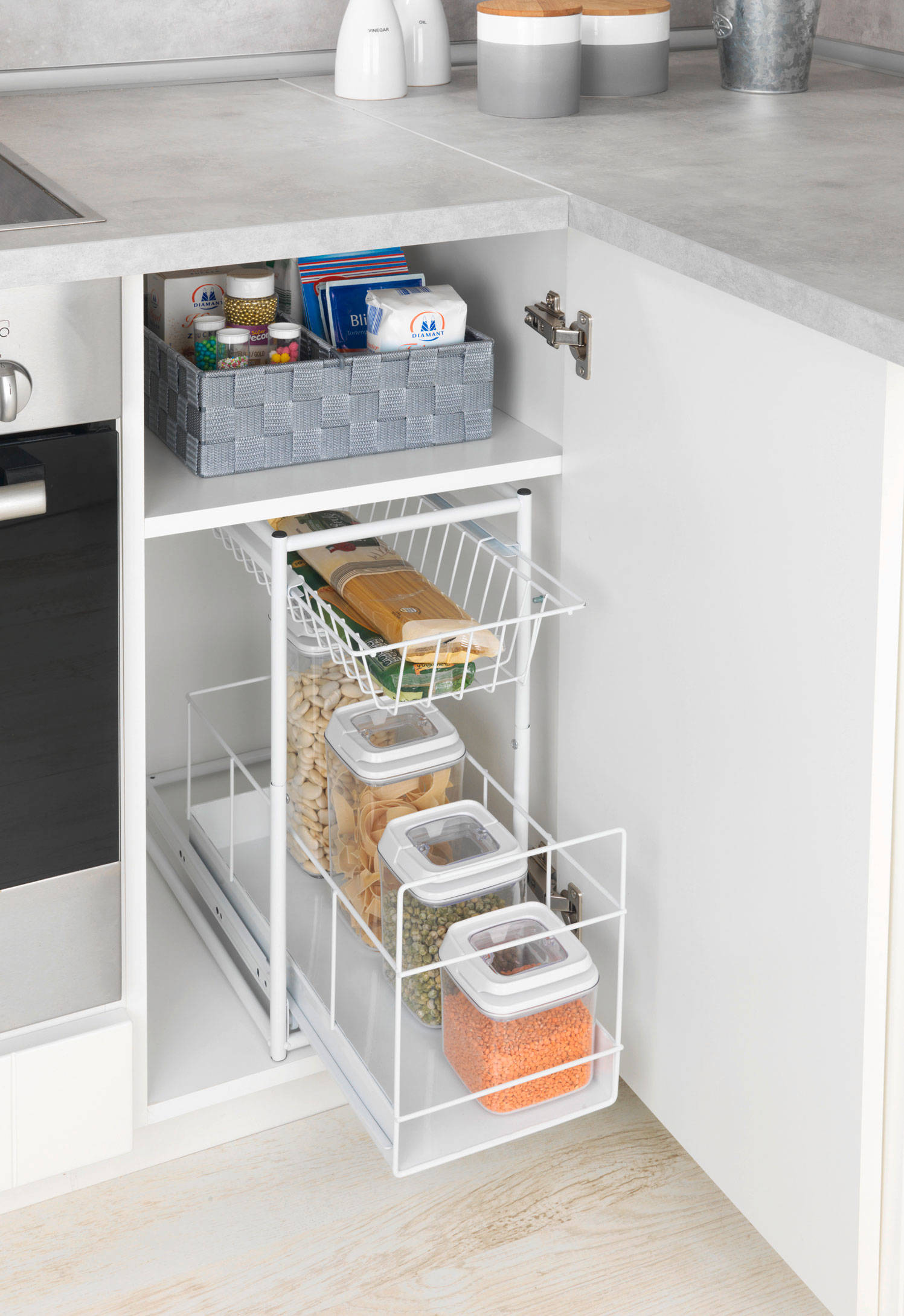 Wenko półka kuchenna 2-poziomowa z szufladami biały 2767010100