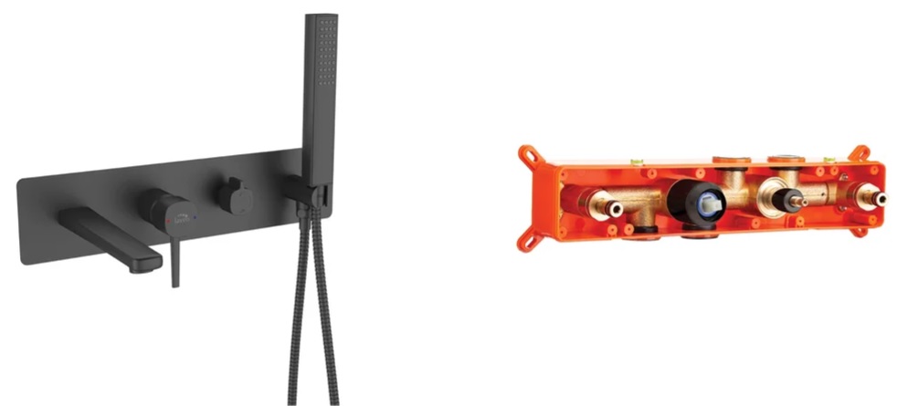 Laveo Pola bateria wannowo-prysznicowa podtynkowa czarna BAP711P - Wysyłka w 24h