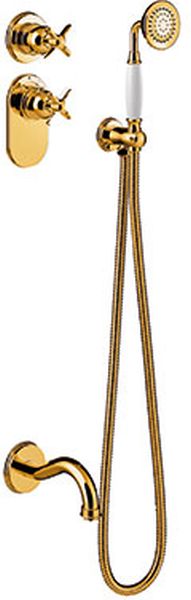 Tres Monoclasic zestaw prysznicowy z baterią podtynkową termostatyczną złoty 242.352.01.OR