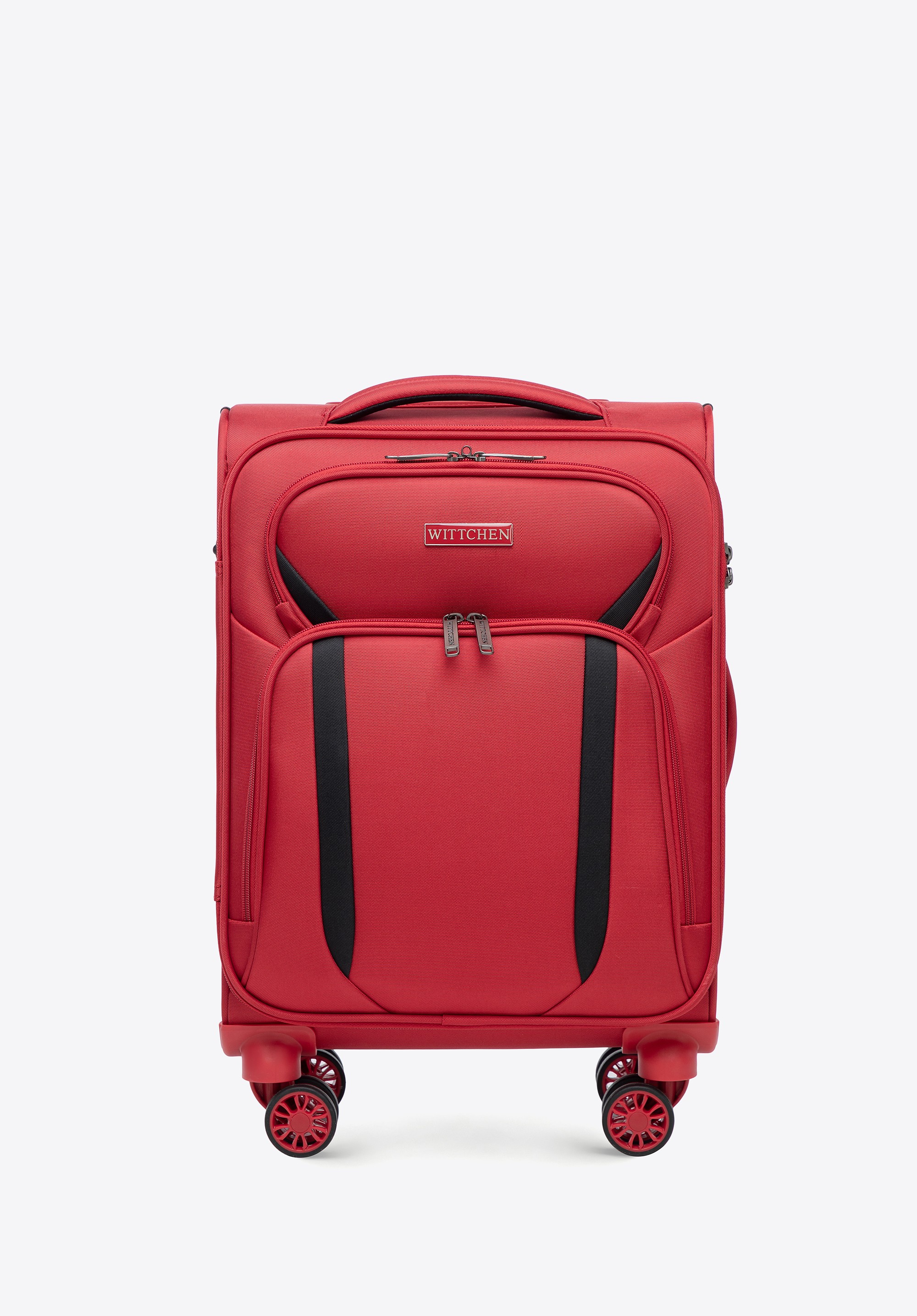 Miękka walizka kabinowa dwukolorowa czerwono - czarna