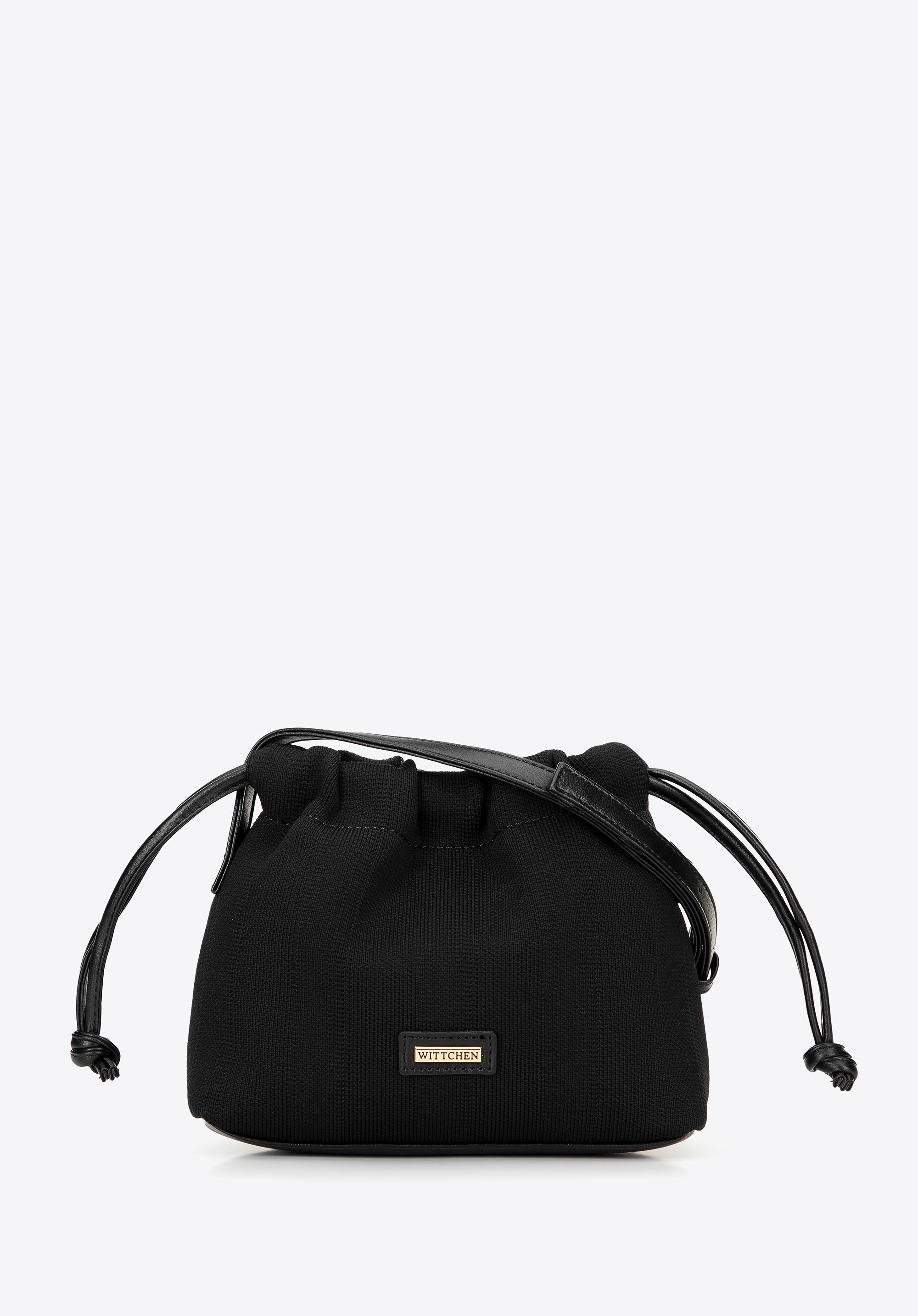 Damska torebka typu worek z troczkami mała czarna