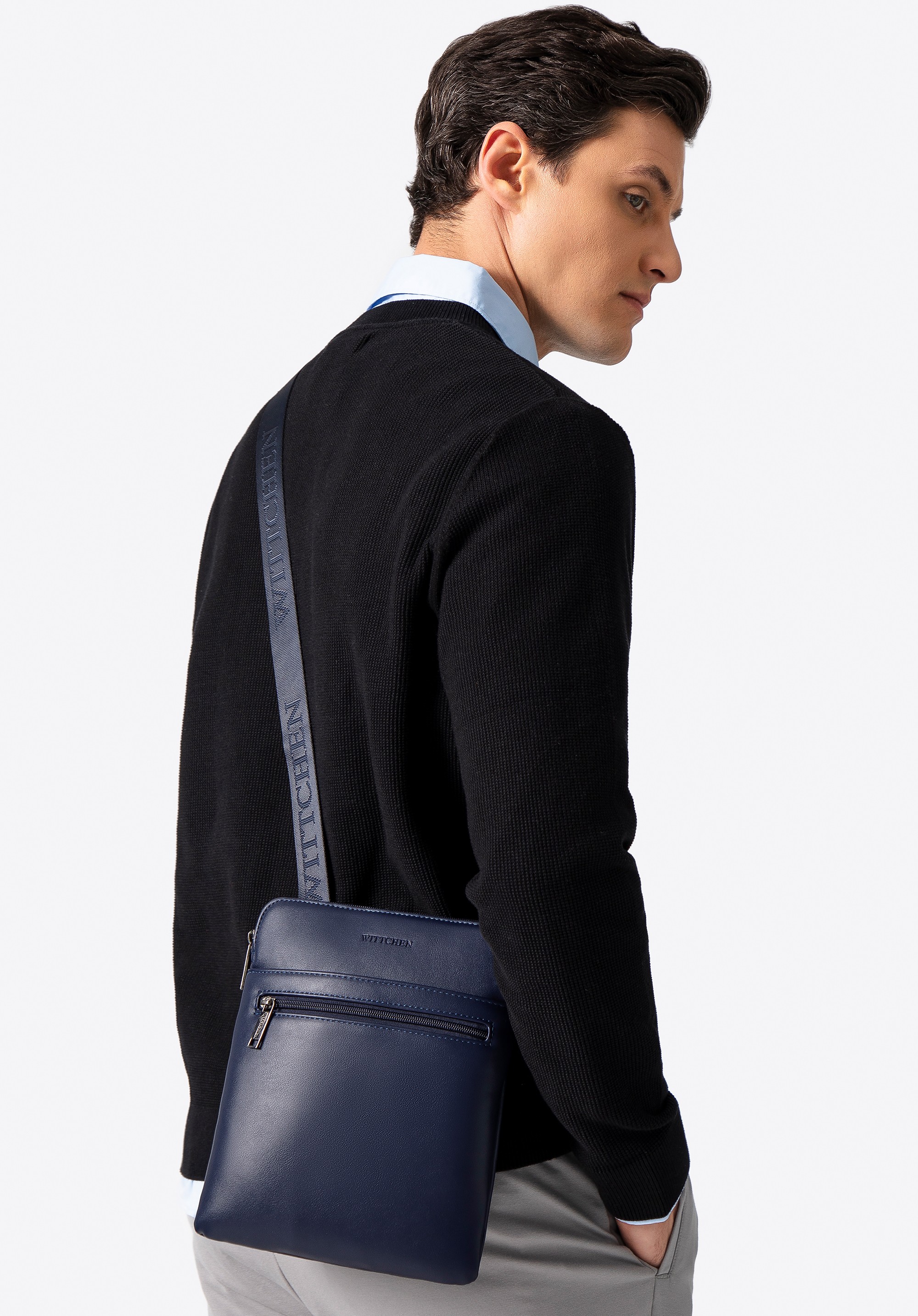 Męska listonoszka z imitacji skóry granatowa