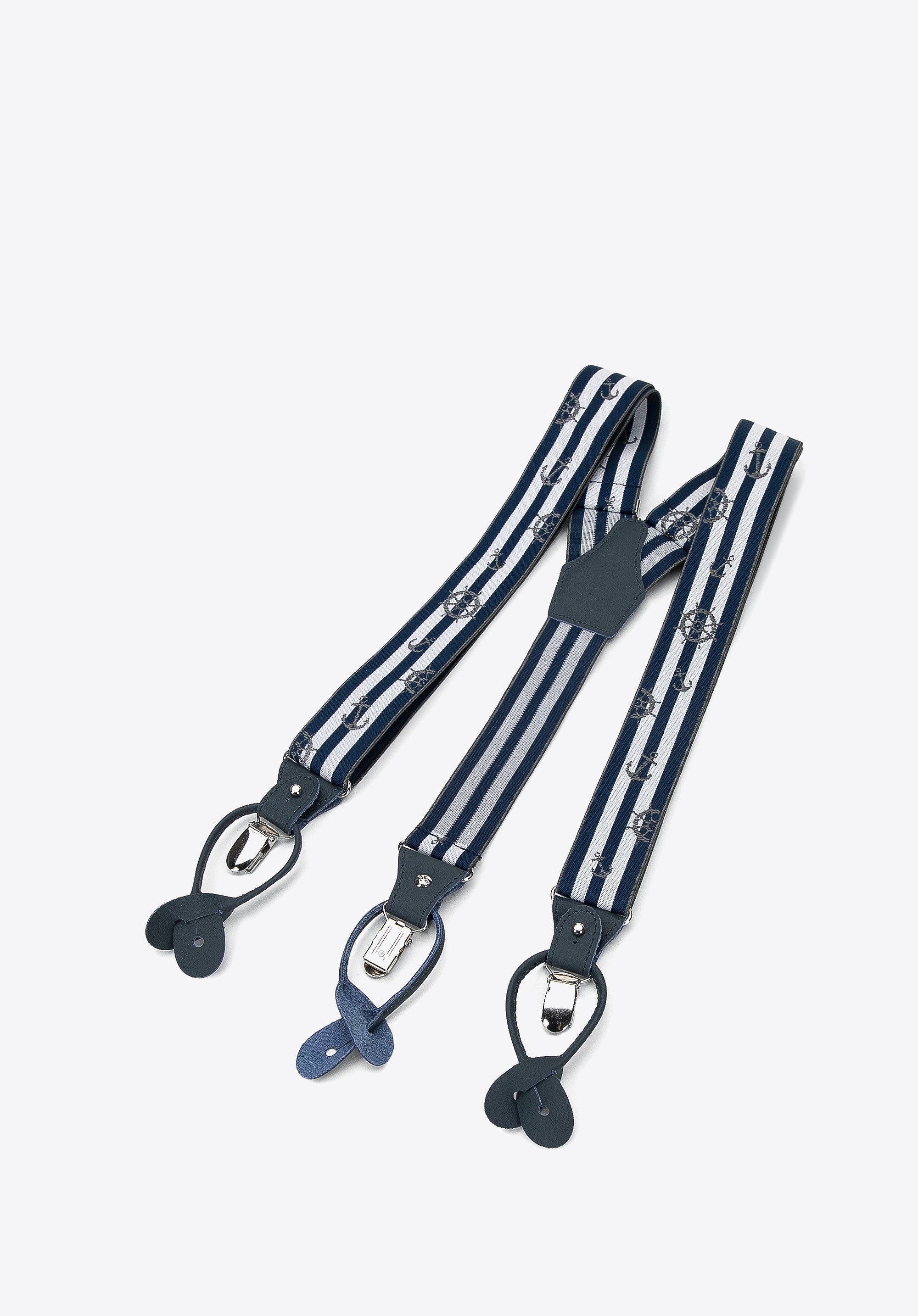 Męskie szelki do spodni granatowo-brązowe